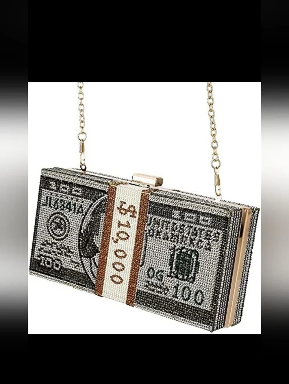 Sparkling Rhinestone $10k Money Stack Clutch Purse